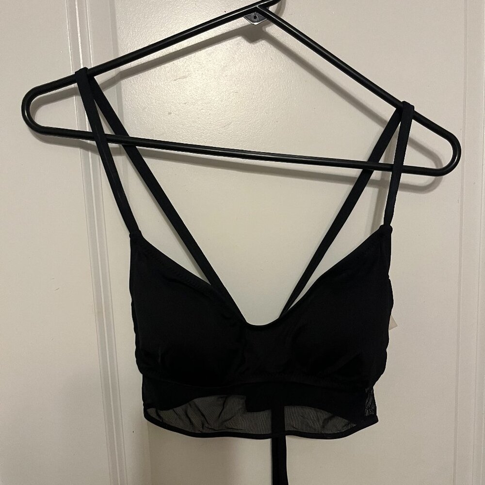 Black Mesh Swimsuit Top